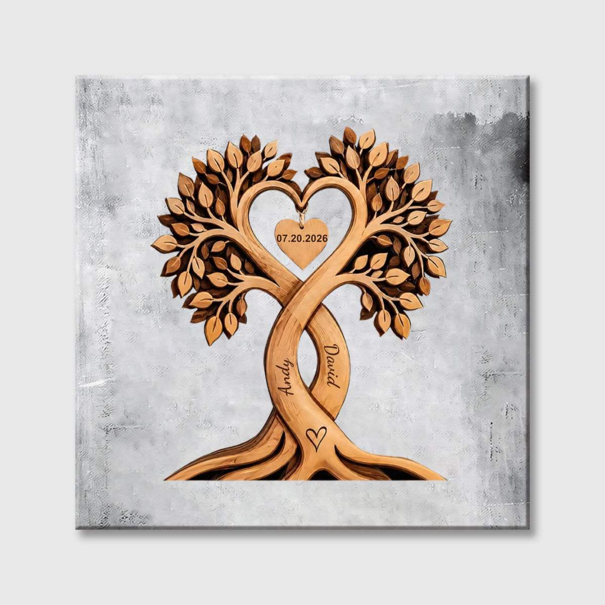 Personalized Name Tree of Love Square Canvas - Custom Anniversary Gift for Couple