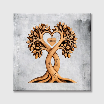 Personalized Name Tree of Love Square Canvas - Custom Anniversary Gift for Couple