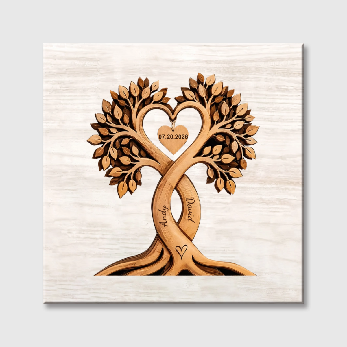 Personalized Name Tree of Love Square Canvas - Custom Anniversary Gift for Couple