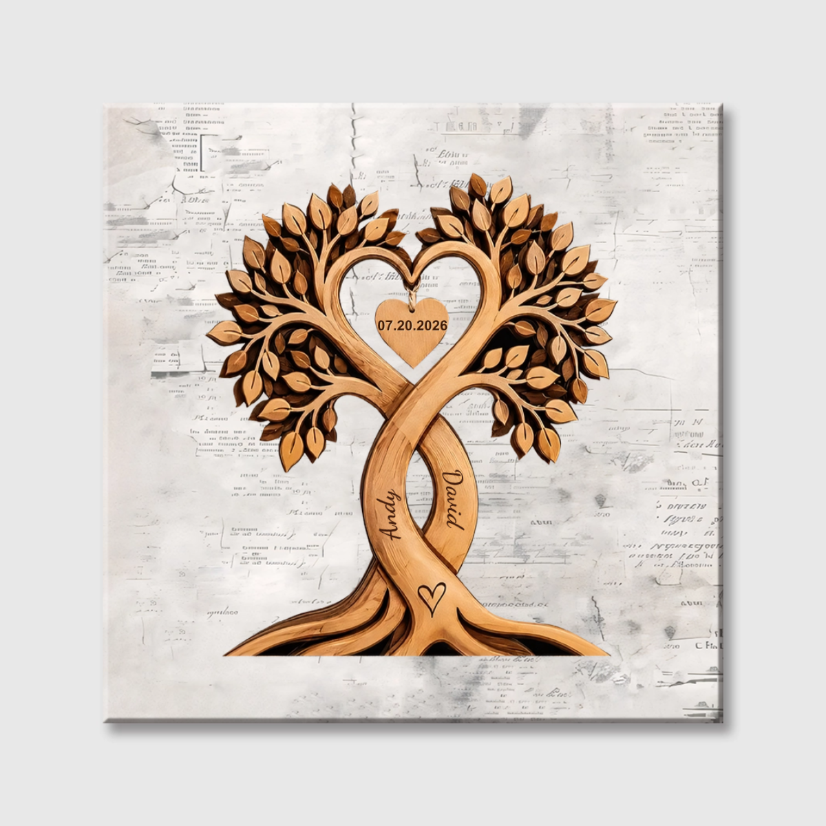 Personalized Name Tree of Love Square Canvas - Custom Anniversary Gift for Couple