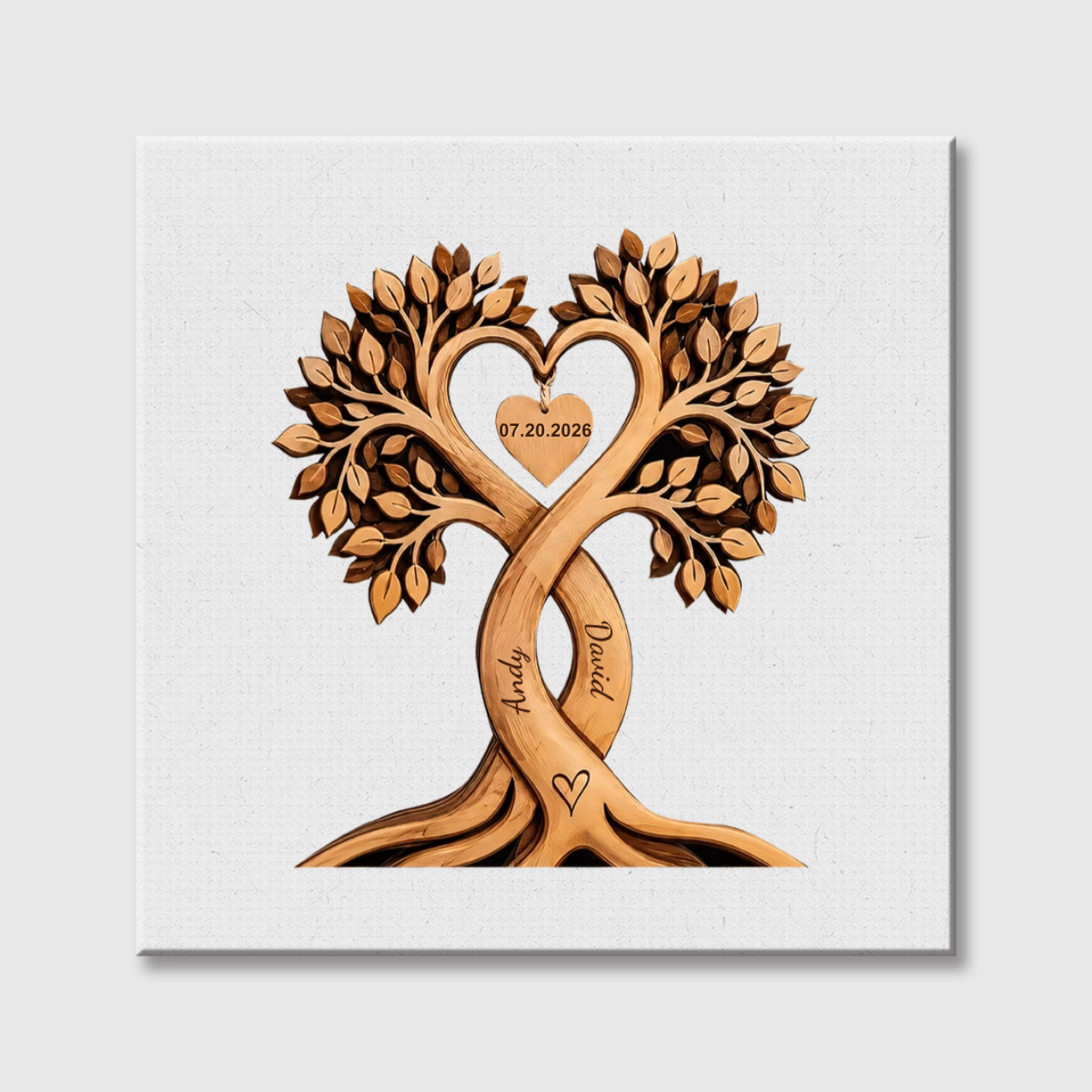 Personalized Name Tree of Love Square Canvas - Custom Anniversary Gift for Couple
