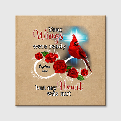Personalized Cardinal Rose Square Canvas - Custom Memorial Gift for Family Loss