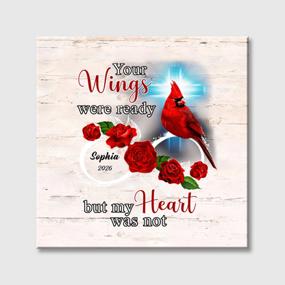 Personalized Cardinal Rose Square Canvas - Custom Memorial Gift for Family Loss