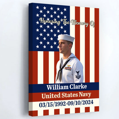 Personalized Veteran Memorial Canvas / Poster - Custom Photo Military Remembrance Gift