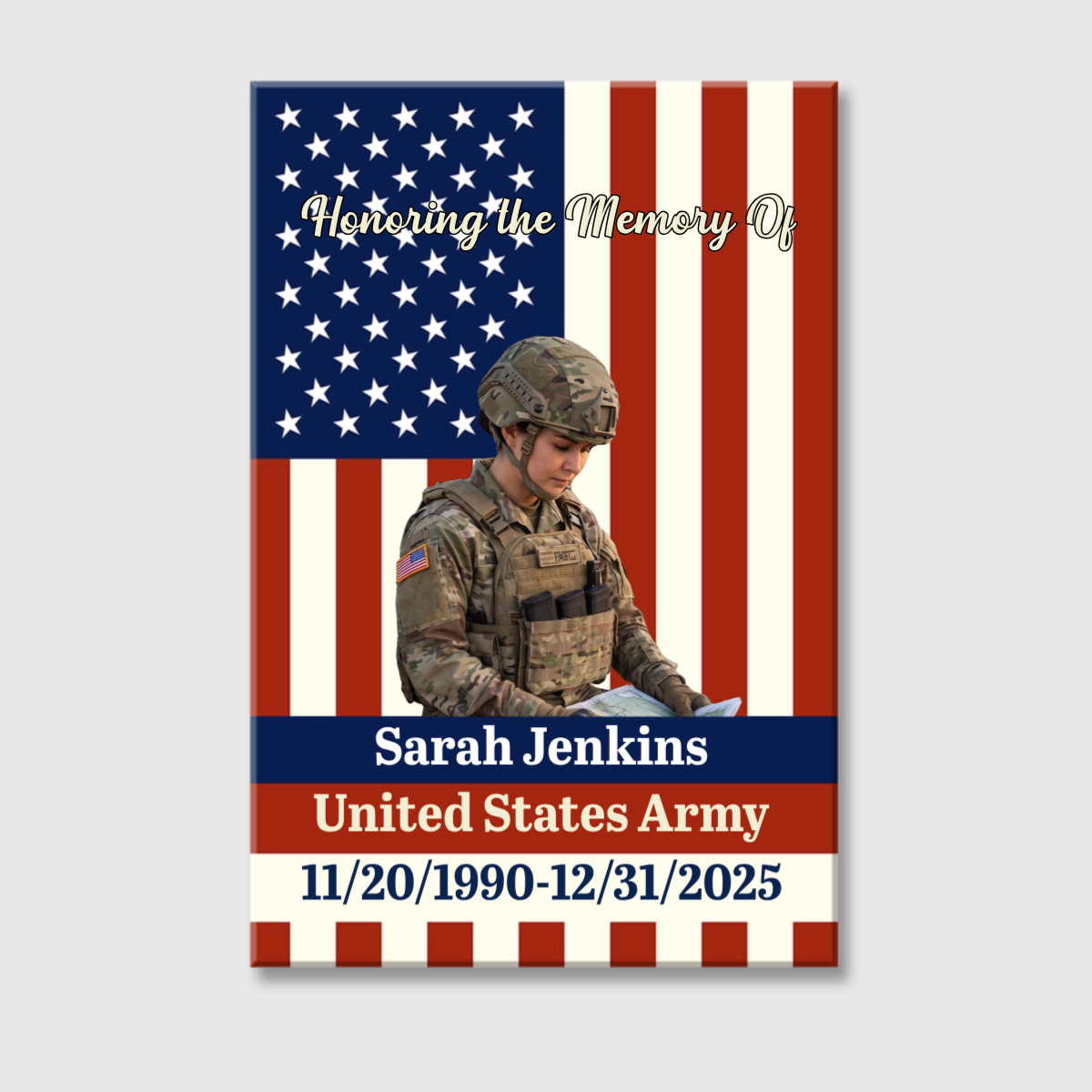 Personalized Veteran Memorial Canvas / Poster - Custom Photo Military Remembrance Gift