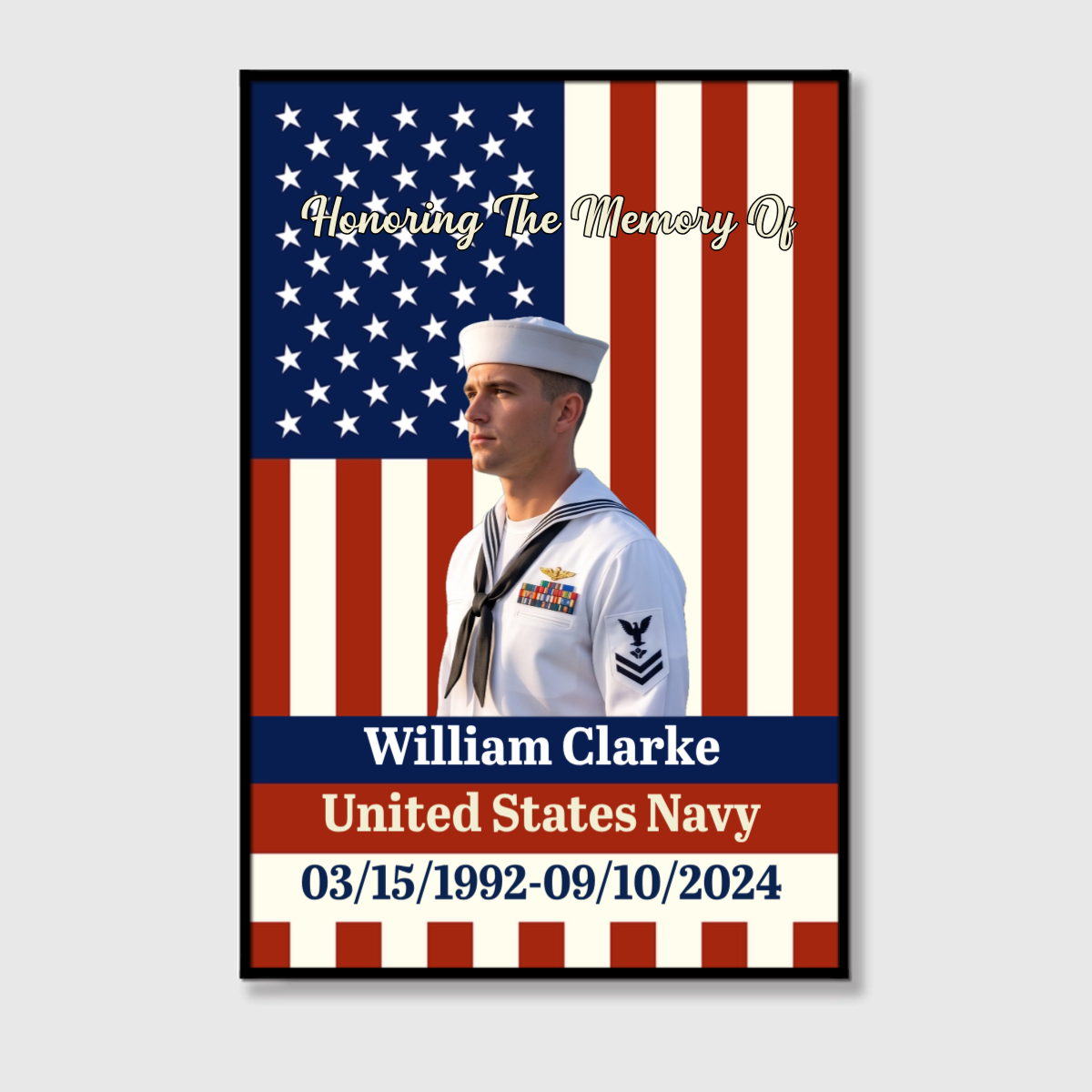 Personalized Veteran Memorial Canvas / Poster - Custom Photo Military Remembrance Gift