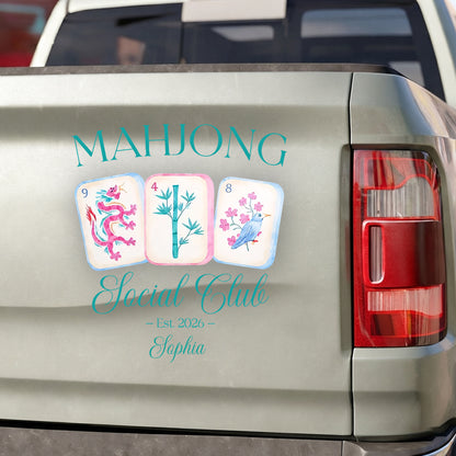 Mahjong Social Club With Colorful Game Tiles Design - Personalized Custom Car Sticker