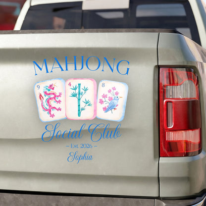 Mahjong Social Club With Colorful Game Tiles Design - Personalized Custom Car Sticker