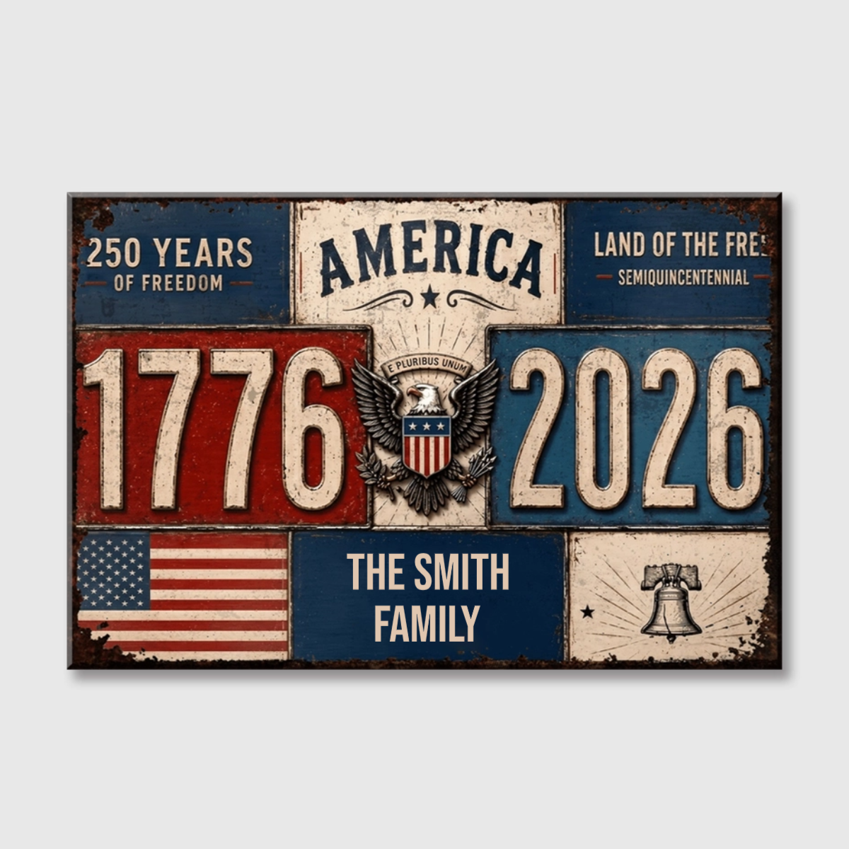 America Land Of The Free Semiquincentennial - Personalized Eagle & USA Flag Canvas / Poster