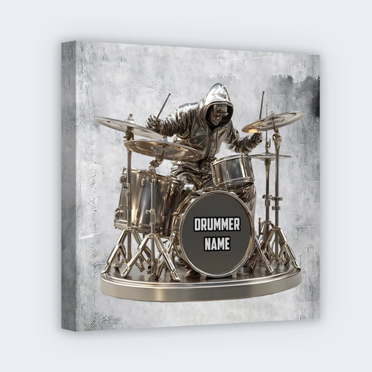 Cool Drummer Custom Square Canvas - Personalized Musician Drum Kit Keepsake Gift for Him