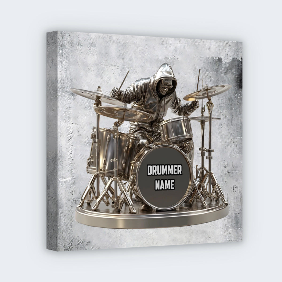 Cool Drummer Custom Square Canvas - Personalized Musician Drum Kit Keepsake Gift for Him