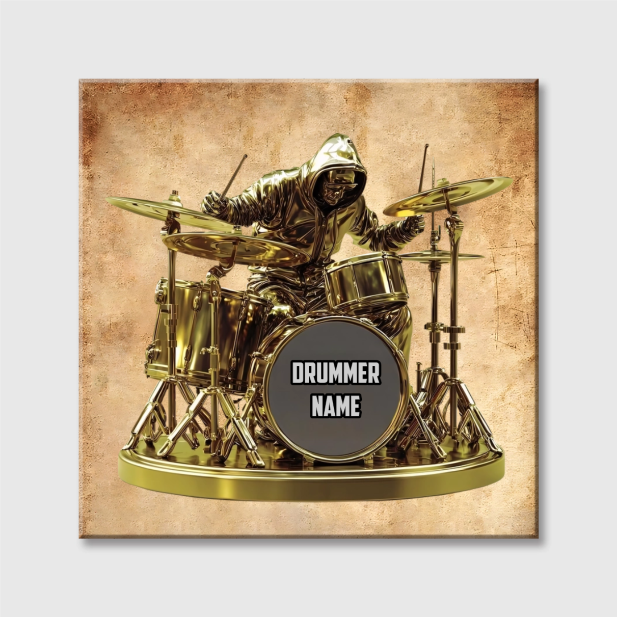 Cool Drummer Custom Square Canvas - Personalized Musician Drum Kit Keepsake Gift for Him