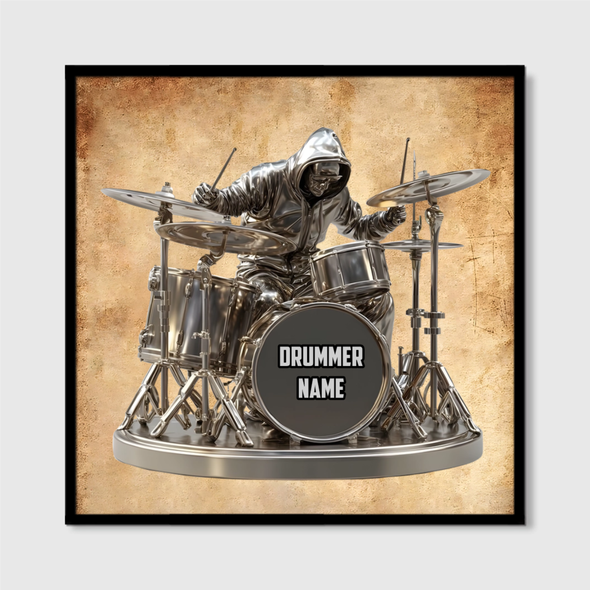 Cool Drummer Custom Square Canvas - Personalized Musician Drum Kit Keepsake Gift for Him