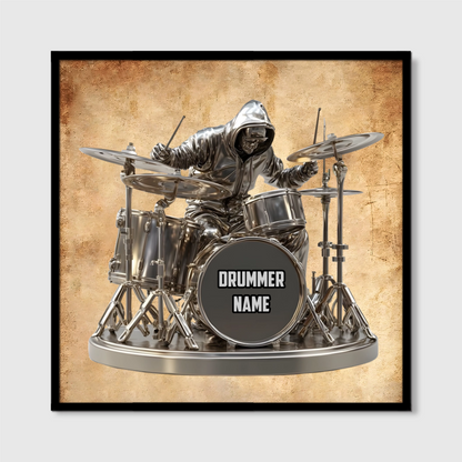 Cool Drummer Custom Square Canvas - Personalized Musician Drum Kit Keepsake Gift for Him