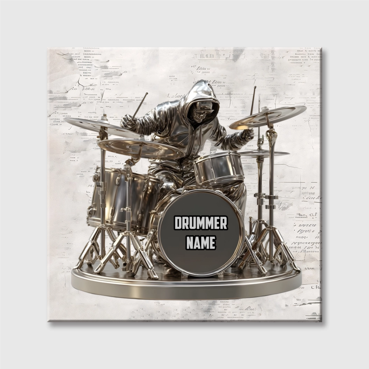 Cool Drummer Custom Square Canvas - Personalized Musician Drum Kit Keepsake Gift for Him