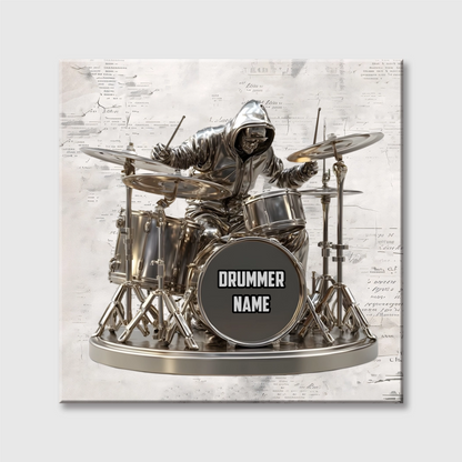 Cool Drummer Custom Square Canvas - Personalized Musician Drum Kit Keepsake Gift for Him