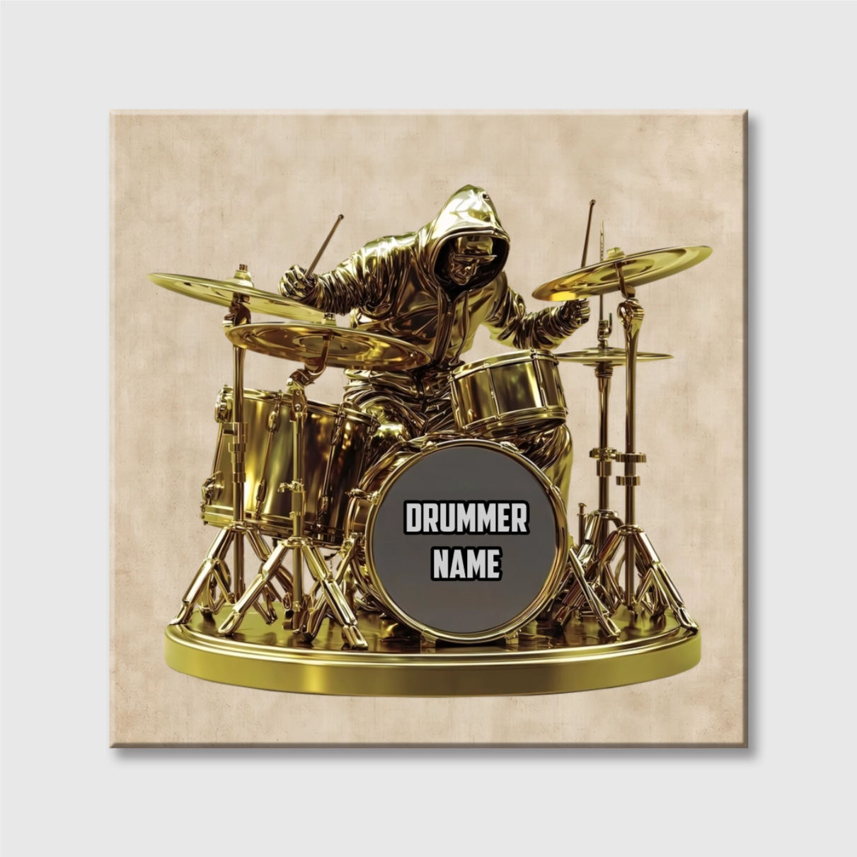 Cool Drummer Custom Square Canvas - Personalized Musician Drum Kit Keepsake Gift for Him