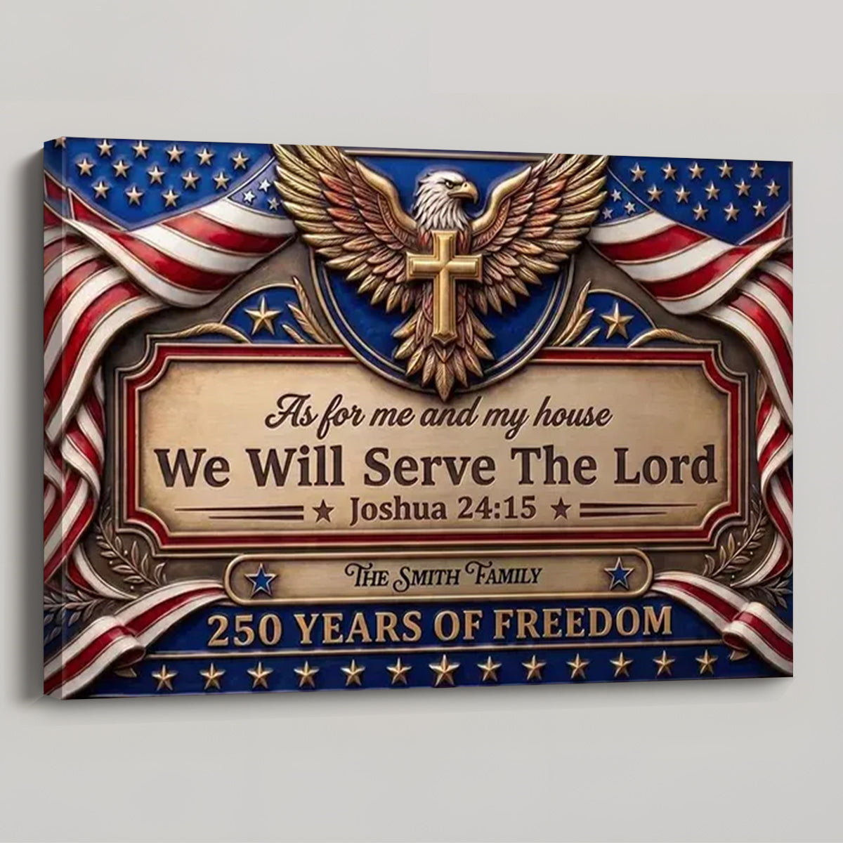 Personalized "We Will Serve The Lord" Canvas / Poster - Custom Christian Patriotic Wall Art Decor