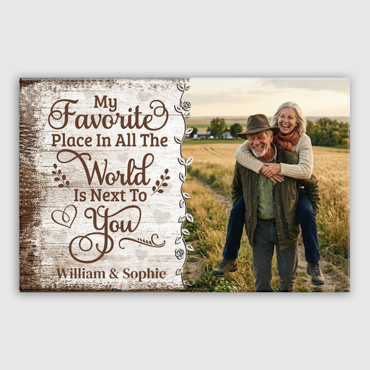 "My Favorite Place Is Next To You" Personalized Couple Canvas / Poster - Custom Photo Gift for Husband Wife