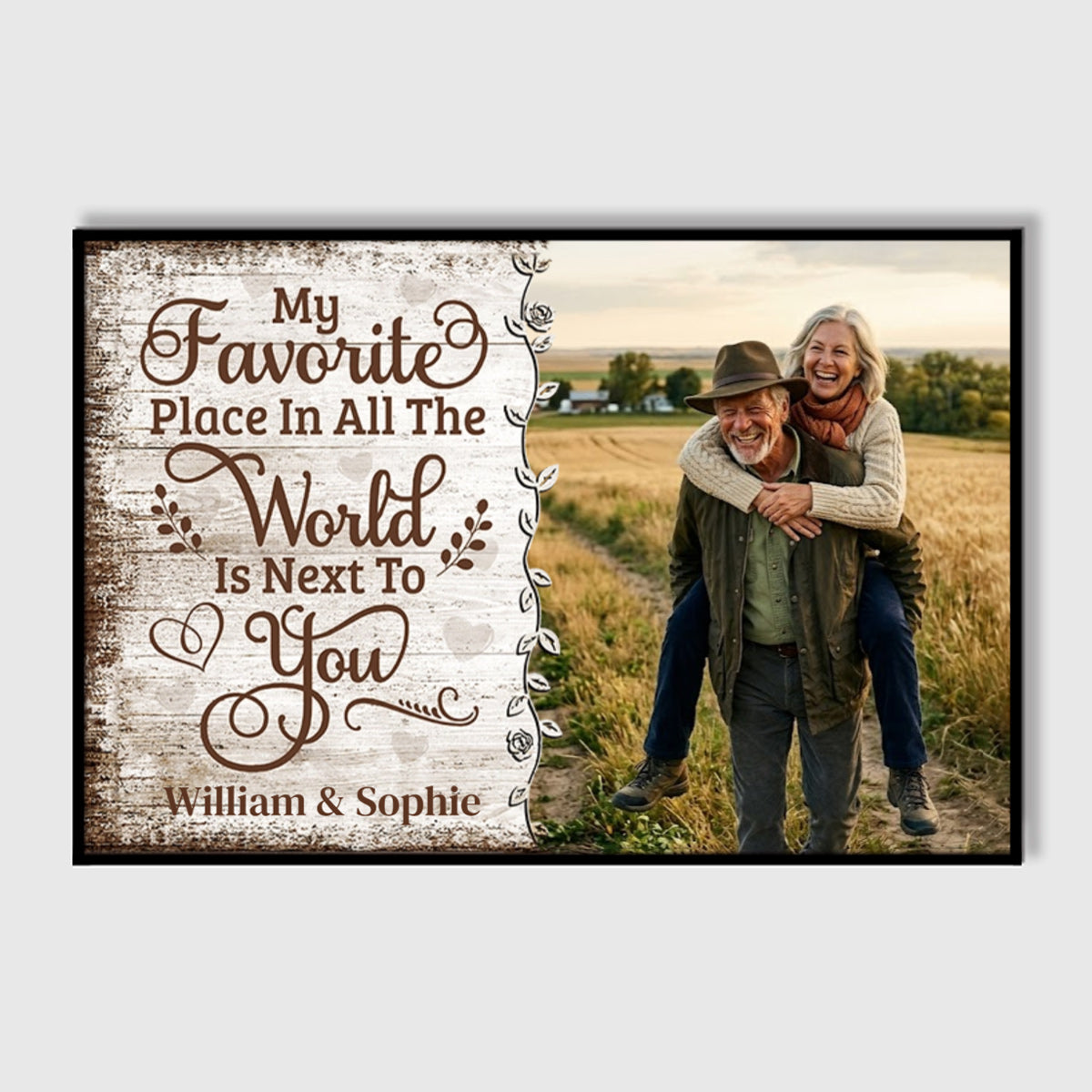 "My Favorite Place Is Next To You" Personalized Couple Canvas / Poster - Custom Photo Gift for Husband Wife