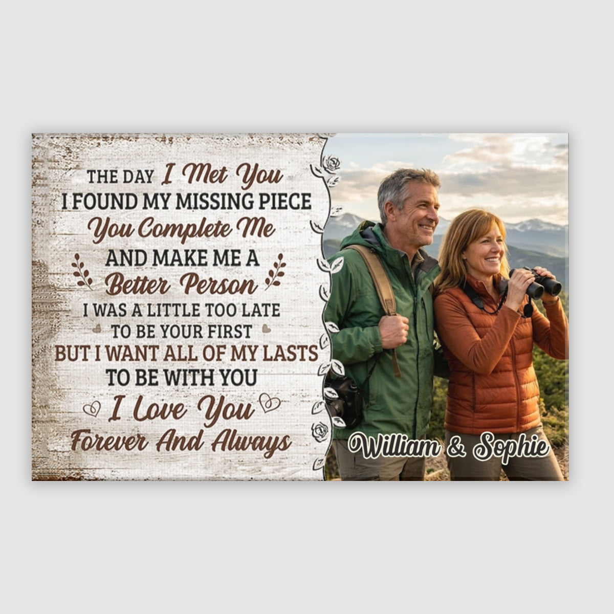 "I Had You and You Had Me" Personalized Photo Canvas / Poster - Custom Anniversary Gift for Couples