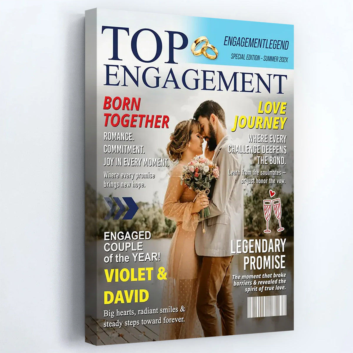 Top Engagement Personalized Magazine Poster / Canvas - Custom Engagement Photo Gift for Couple