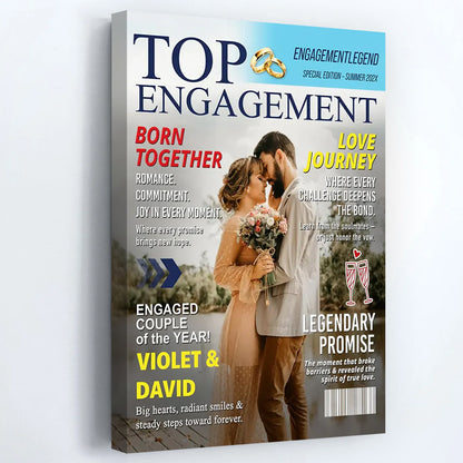 Top Engagement Personalized Magazine Poster / Canvas - Custom Engagement Photo Gift for Couple