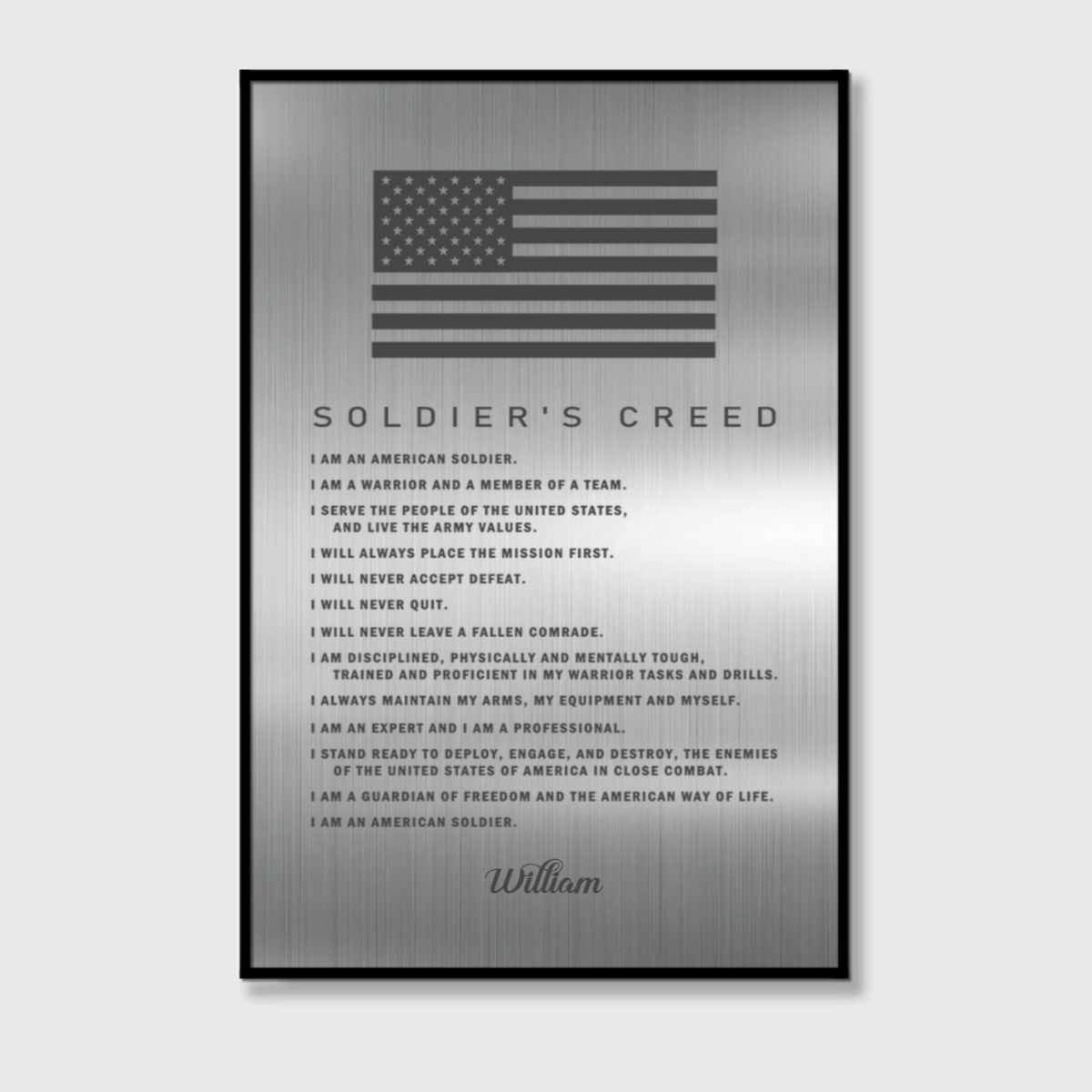 Personalized Soldiers Creed Canvas / Poster - Custom Military Wall Art Gift for Soldiers