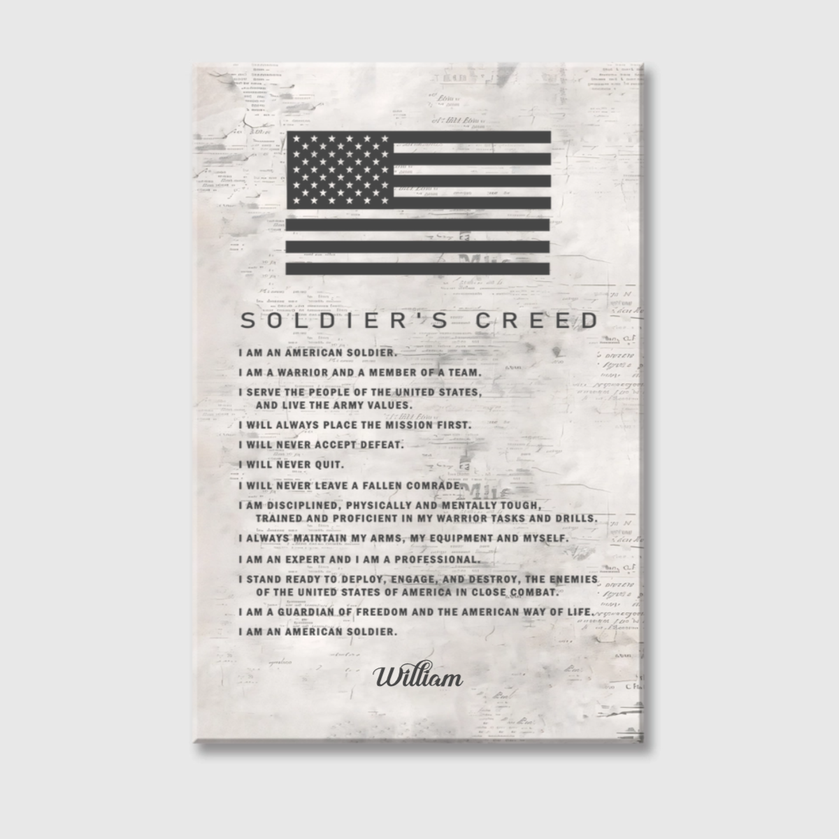 Personalized Soldiers Creed Canvas / Poster - Custom Military Wall Art Gift for Soldiers
