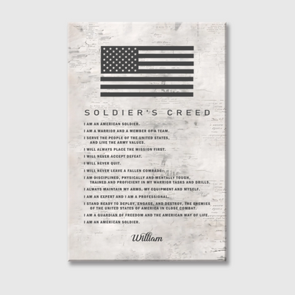 Personalized Soldiers Creed Canvas / Poster - Custom Military Wall Art Gift for Soldiers