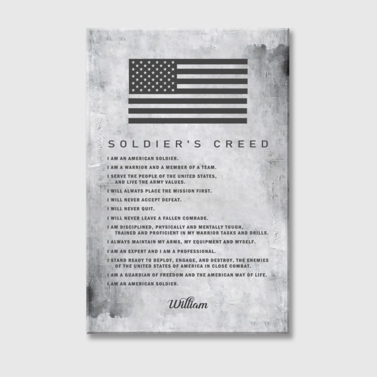 Personalized Soldiers Creed Canvas / Poster - Custom Military Wall Art Gift for Soldiers