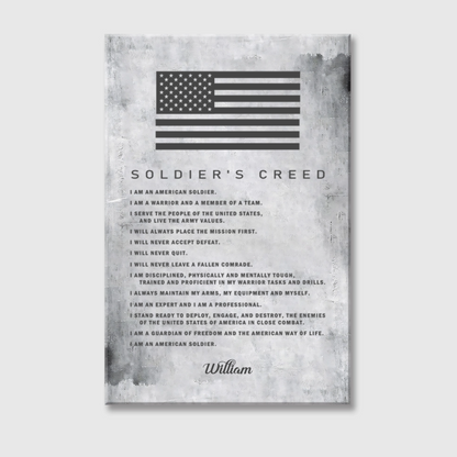 Personalized Soldiers Creed Canvas / Poster - Custom Military Wall Art Gift for Soldiers