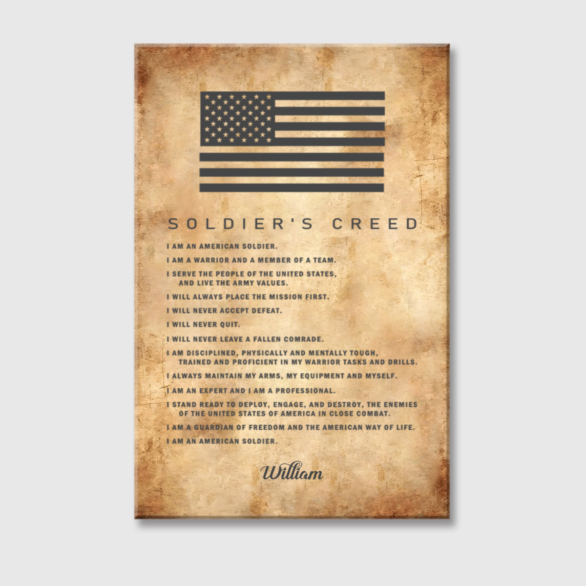 Personalized Soldiers Creed Canvas / Poster - Custom Military Wall Art Gift for Soldiers