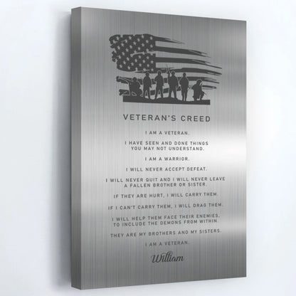 Personalized Veteran’s Creed Canvas / Poster - Custom Retirement Gift for Veterans
