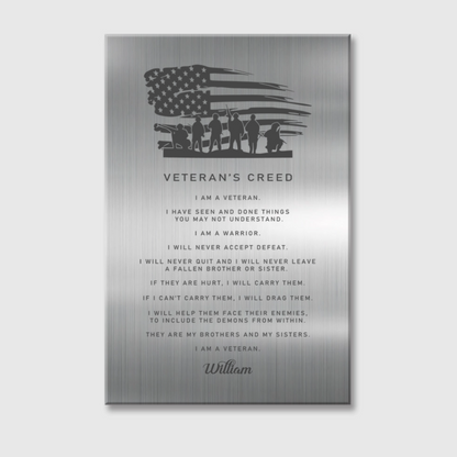 Personalized Veteran’s Creed Canvas / Poster - Custom Retirement Gift for Veterans