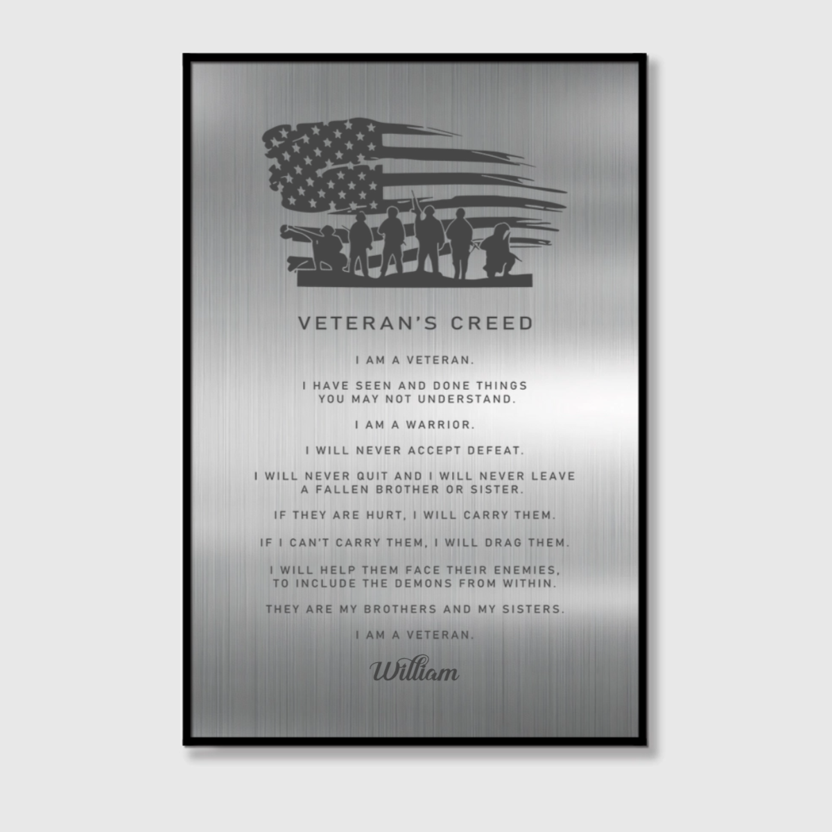 Personalized Veteran’s Creed Canvas / Poster - Custom Retirement Gift for Veterans