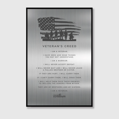 Personalized Veteran’s Creed Canvas / Poster - Custom Retirement Gift for Veterans
