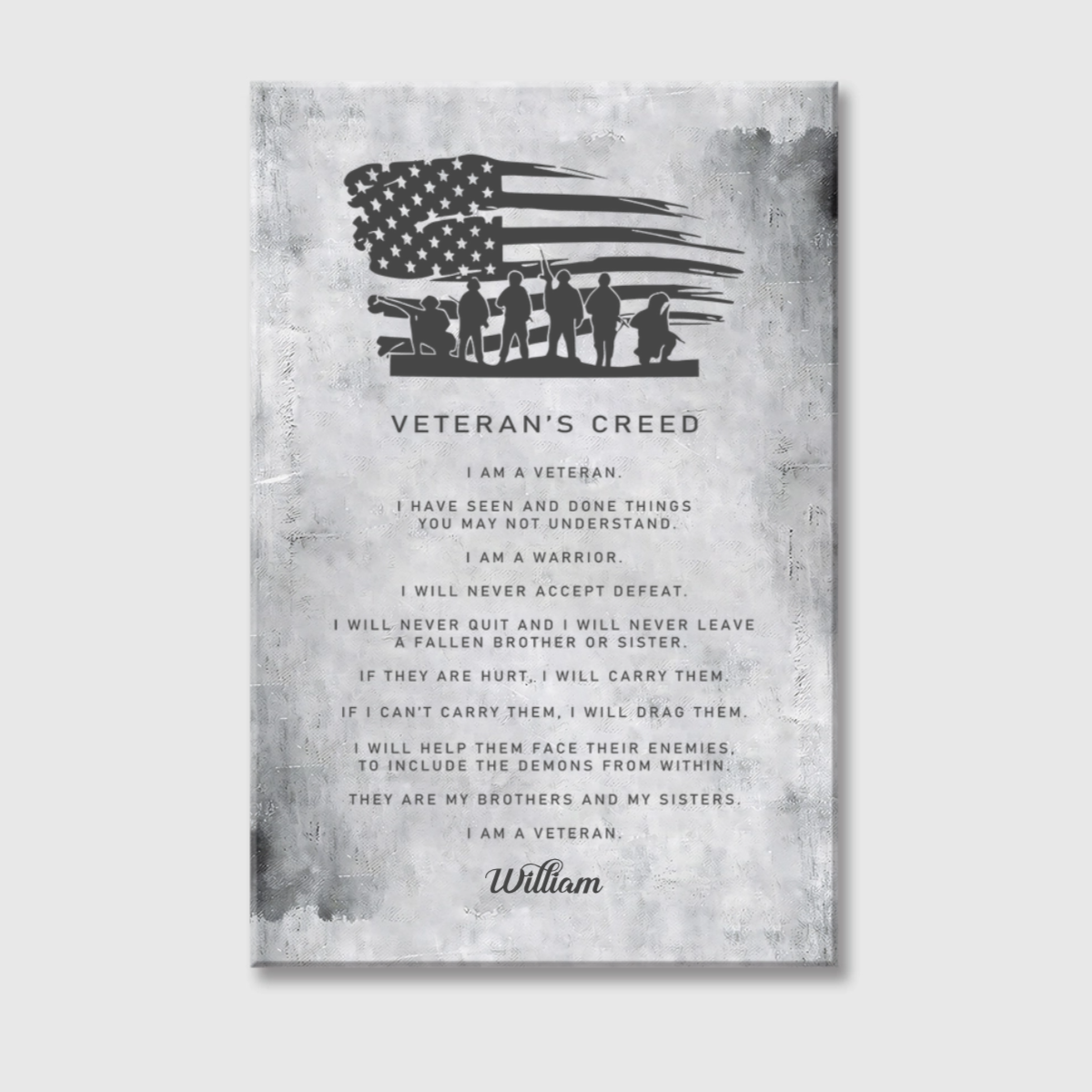 Personalized Veteran’s Creed Canvas / Poster - Custom Retirement Gift for Veterans