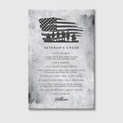 Personalized Veteran’s Creed Canvas / Poster - Custom Retirement Gift for Veterans