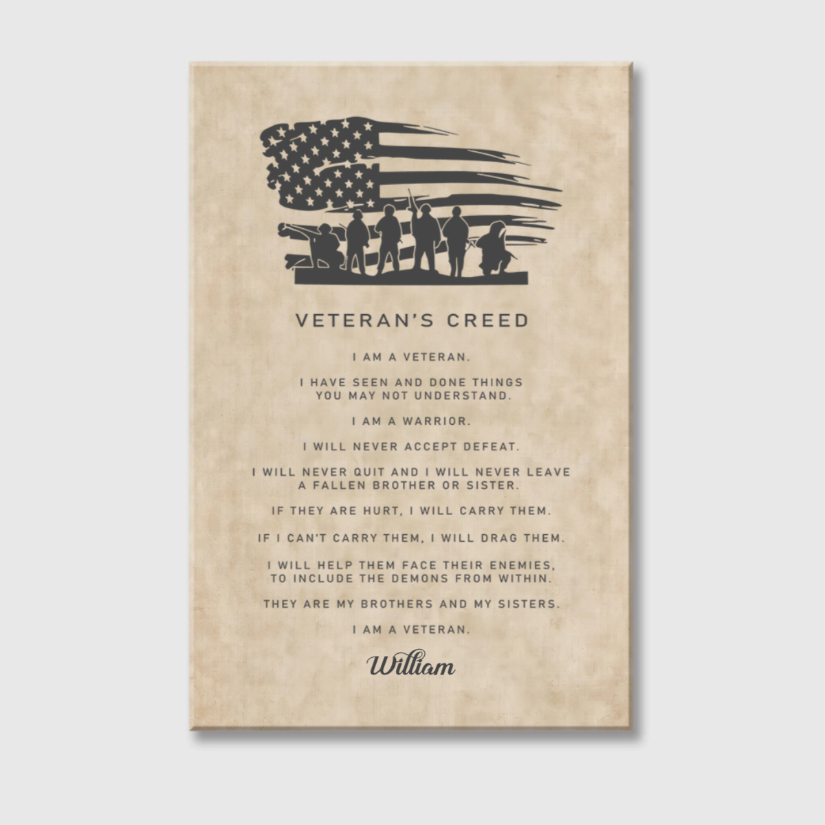 Personalized Veteran’s Creed Canvas / Poster - Custom Retirement Gift for Veterans