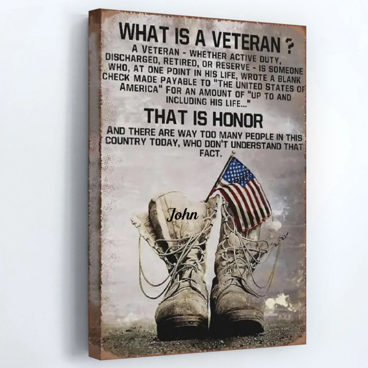 Personalized "What Is a Veteran" Canvas / Poster - Custom Honor Gift for Veterans