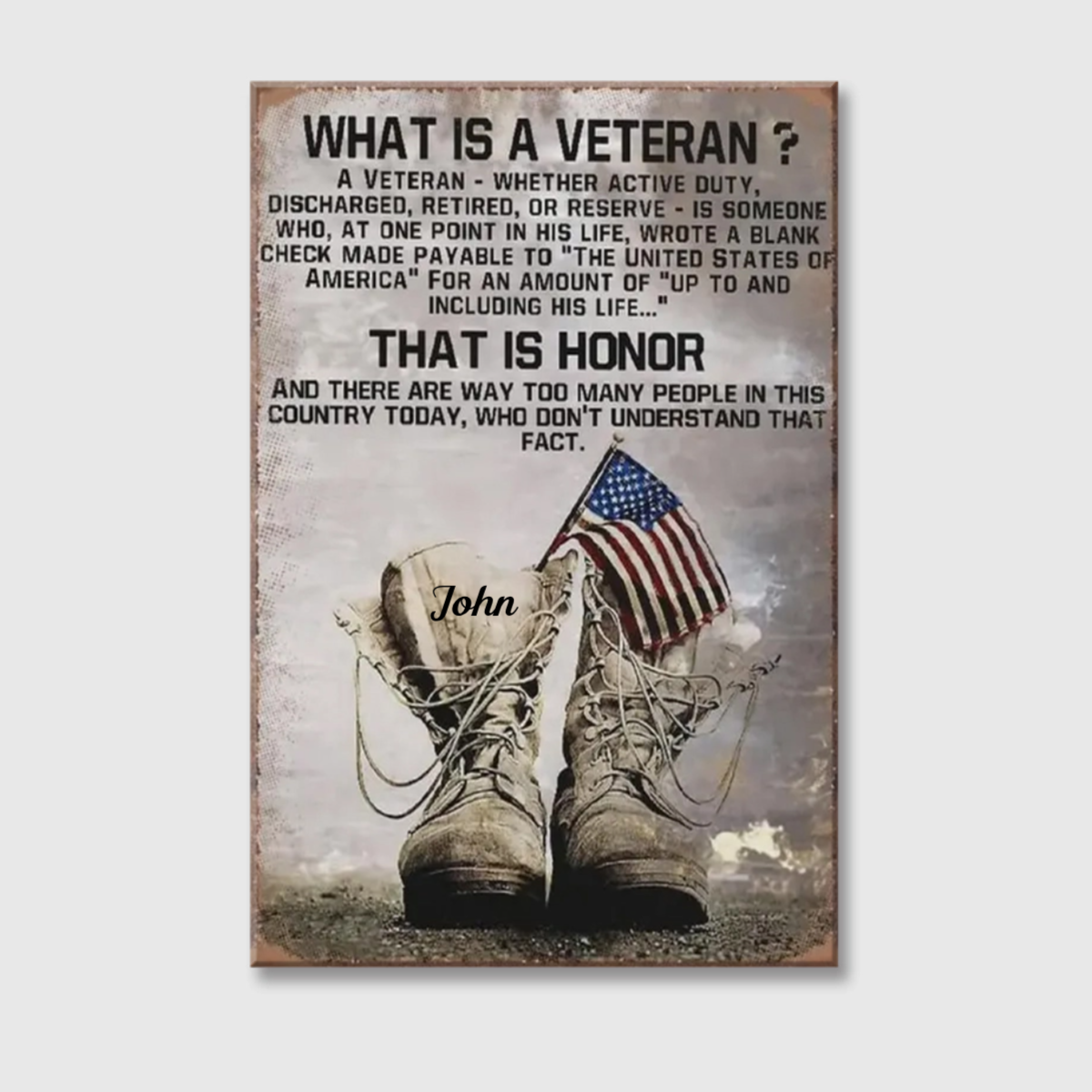 Personalized "What Is a Veteran" Canvas / Poster - Custom Honor Gift for Veterans