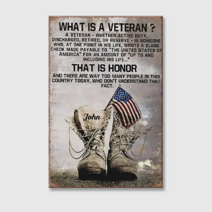 Personalized "What Is a Veteran" Canvas / Poster - Custom Honor Gift for Veterans