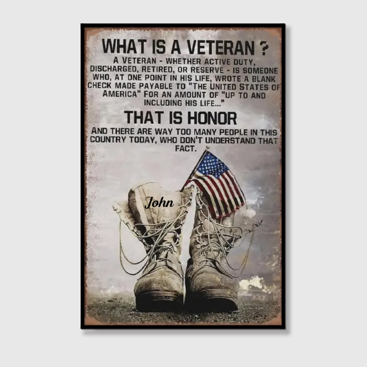 Personalized "What Is a Veteran" Canvas / Poster - Custom Honor Gift for Veterans