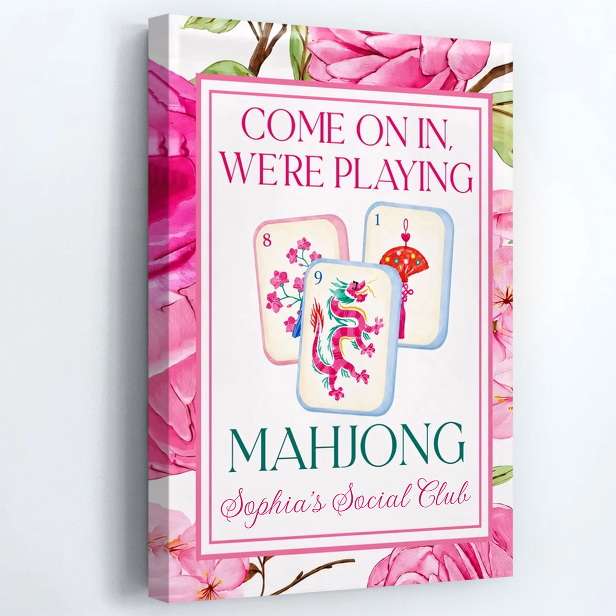 Come On In We're Playing Mahjong Personalized Canvas / Poster - Custom Social Club Wall Art Gift