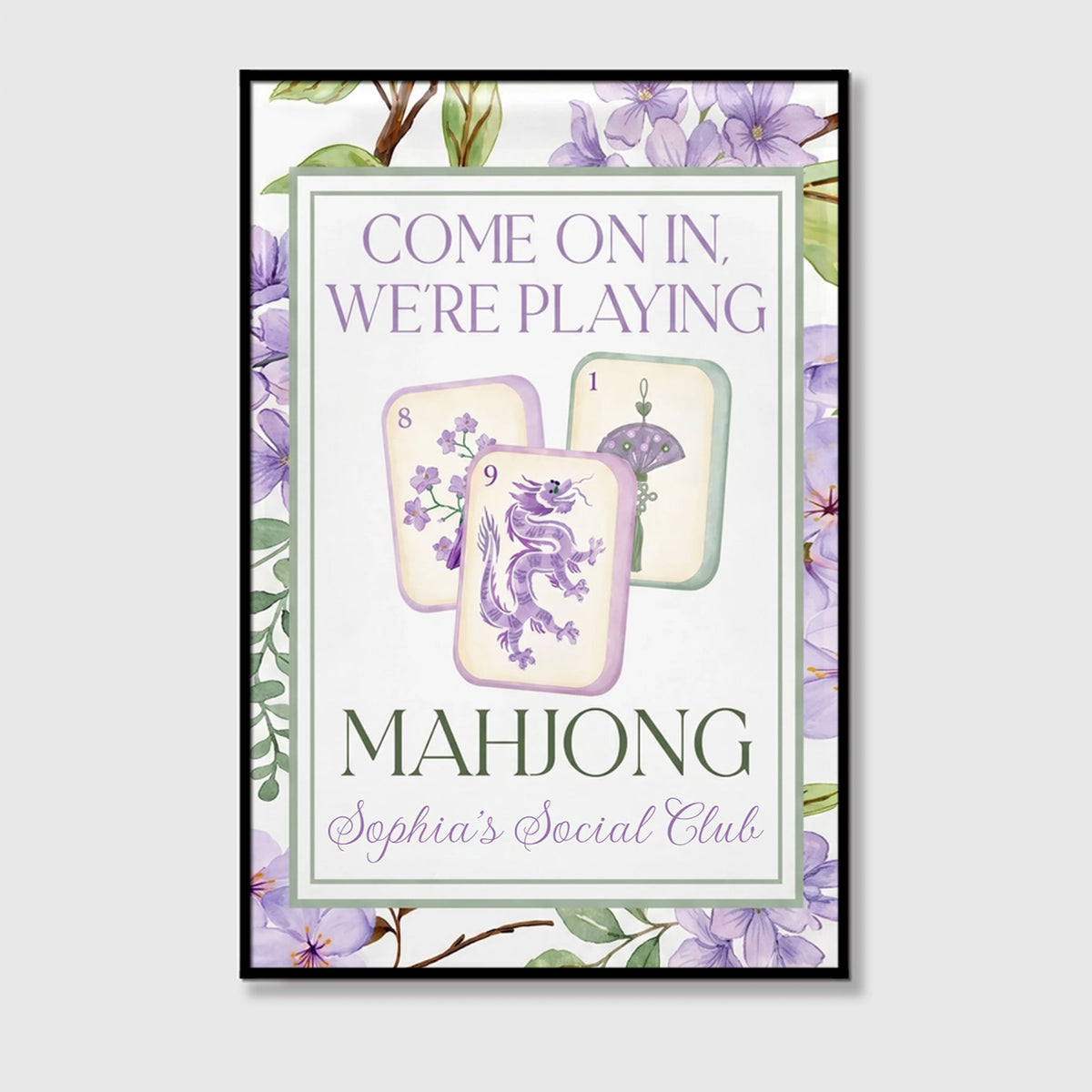 Come On In We're Playing Mahjong Personalized Canvas / Poster - Custom Social Club Wall Art Gift
