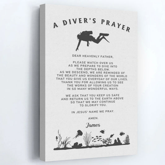 Personalized "A Diver’s Prayer" Canvas / Poster - Custom Wall Art Gift for Divers