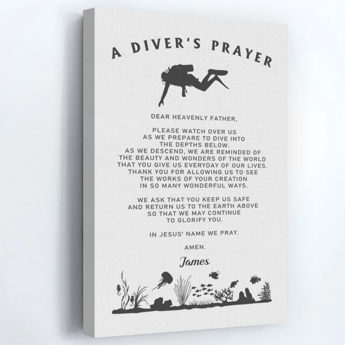 Personalized "A Diver’s Prayer" Canvas / Poster - Custom Wall Art Gift for Divers