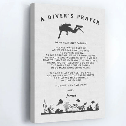 Personalized "A Diver’s Prayer" Canvas / Poster - Custom Wall Art Gift for Divers