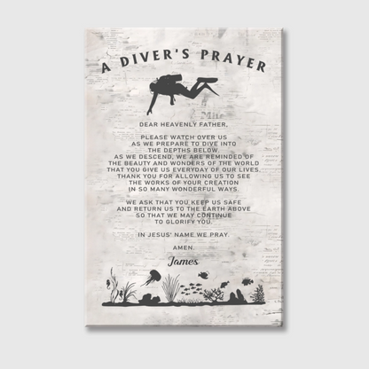 Personalized "A Diver’s Prayer" Canvas / Poster - Custom Wall Art Gift for Divers